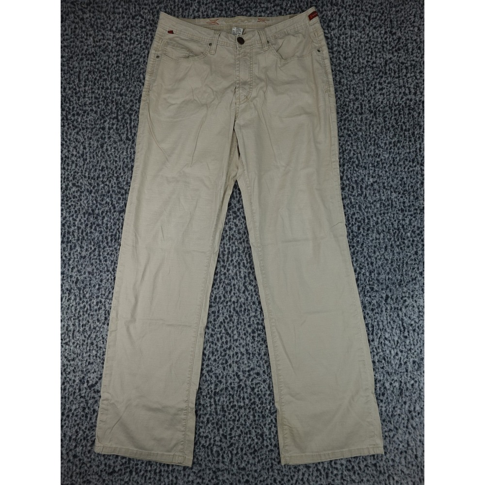 Worn Linen Blend Pants Mens 34x34 Tan Good Straight Leg Cotton Stretch 11386